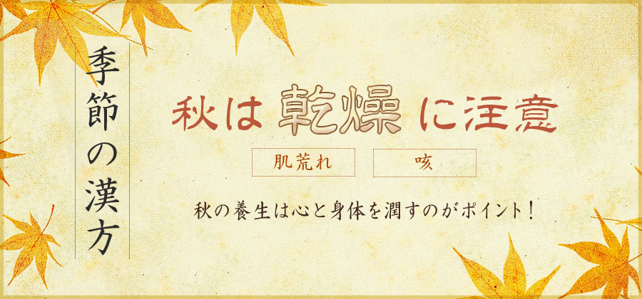 季節の漢方 秋は乾燥に注意 肌荒れ 喉